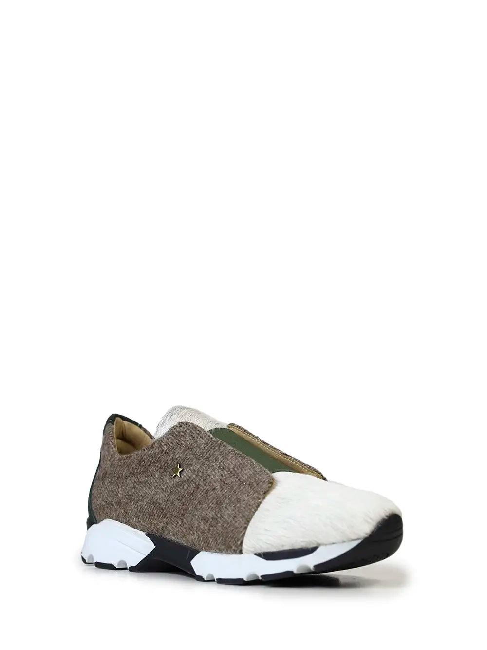 Grey Burel Sneakers with White Fur