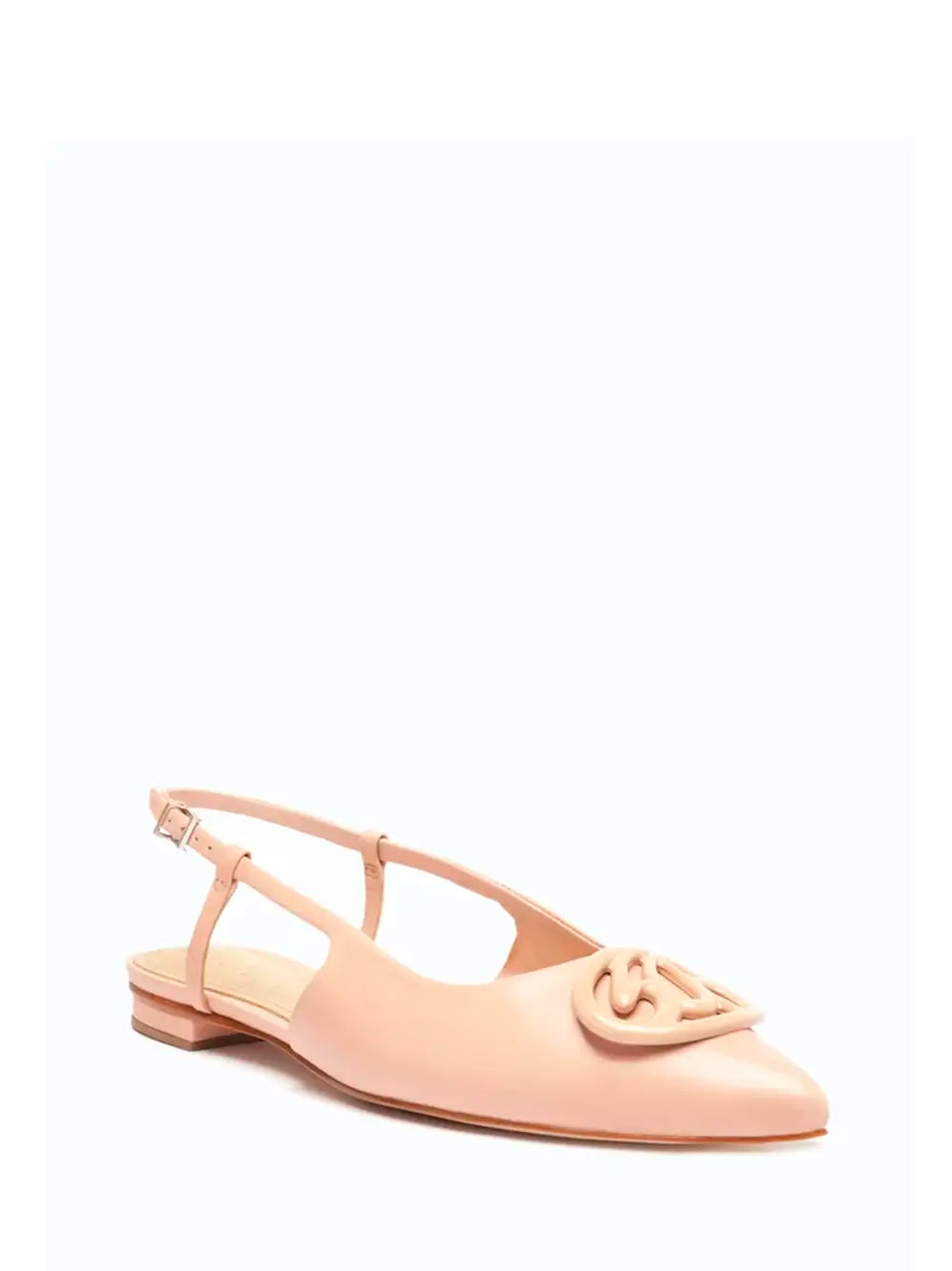 Mule Schutz em Pele Beige e Pormenor na Biqueira