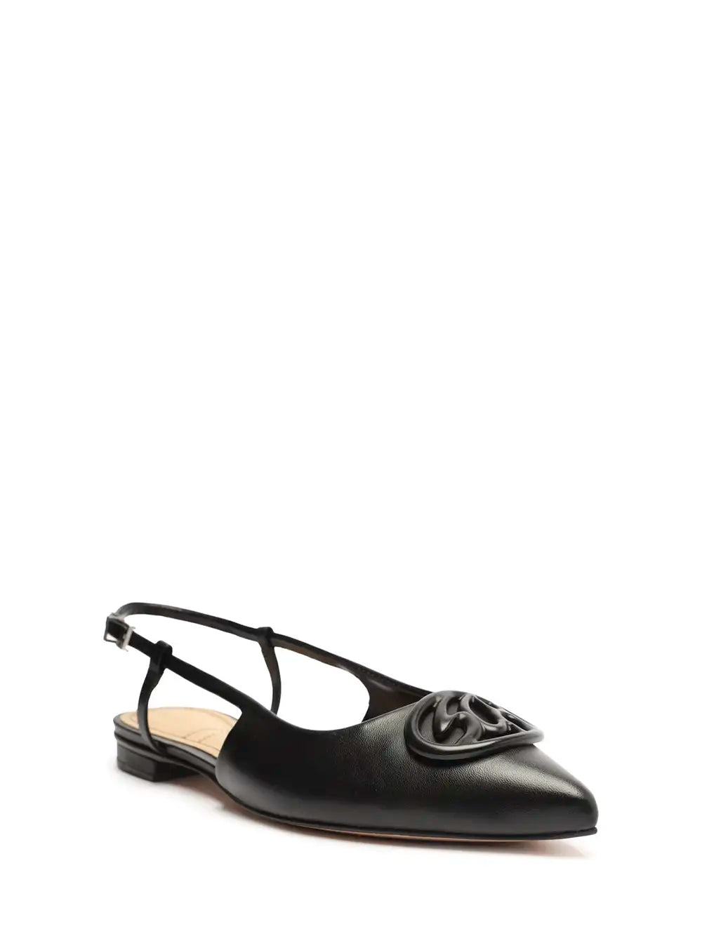 Schutz Black Leather Mule with Toe Detail