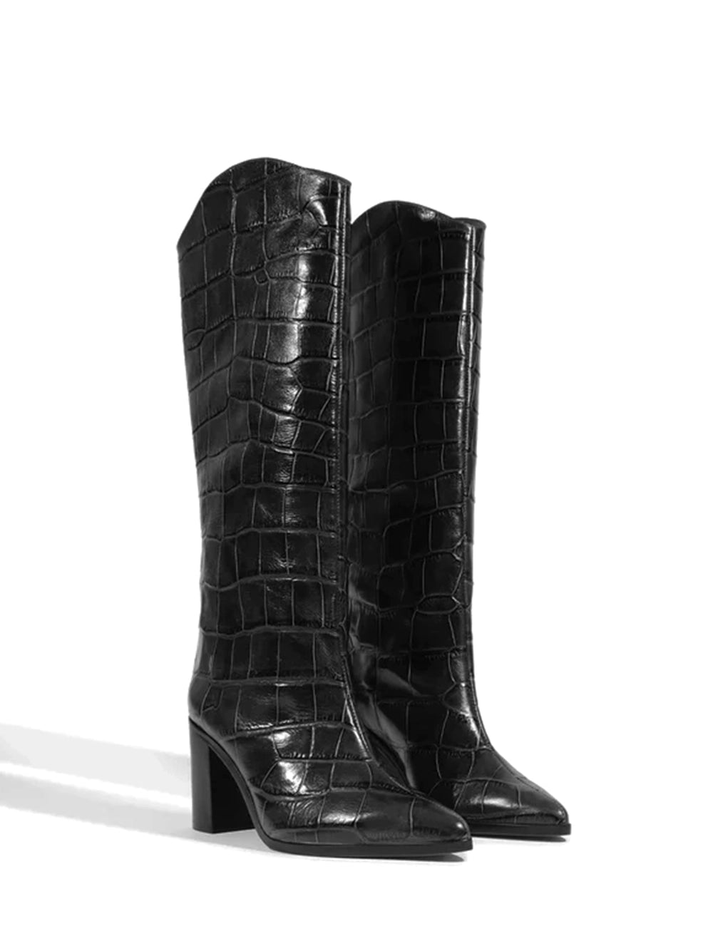 Bota Schutz em Animal Print Preto e Cano Alto