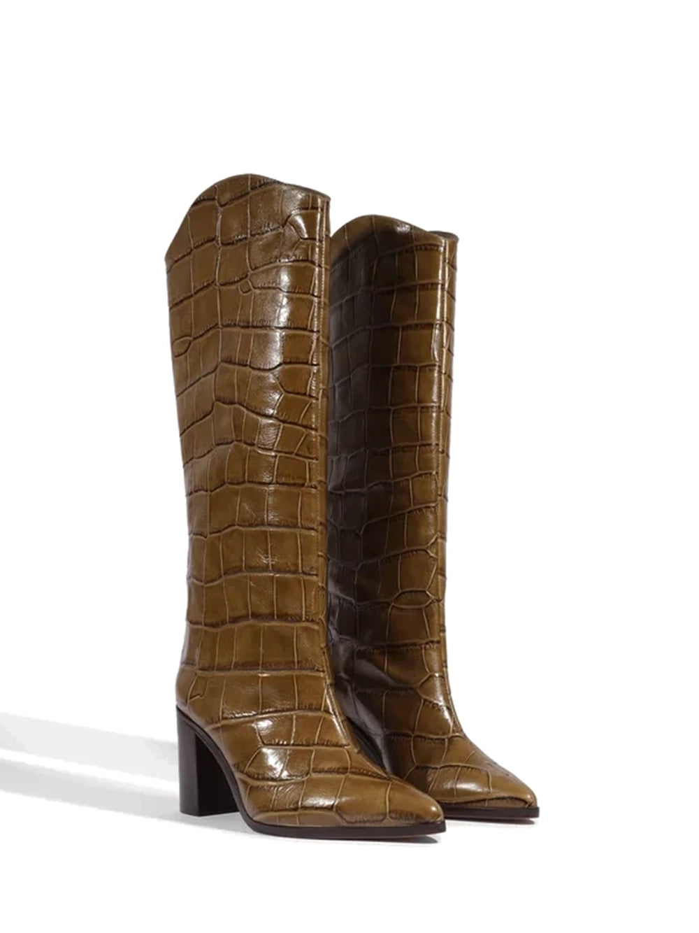 Bota Schutz em Animal Print Castanho e Cano Alto