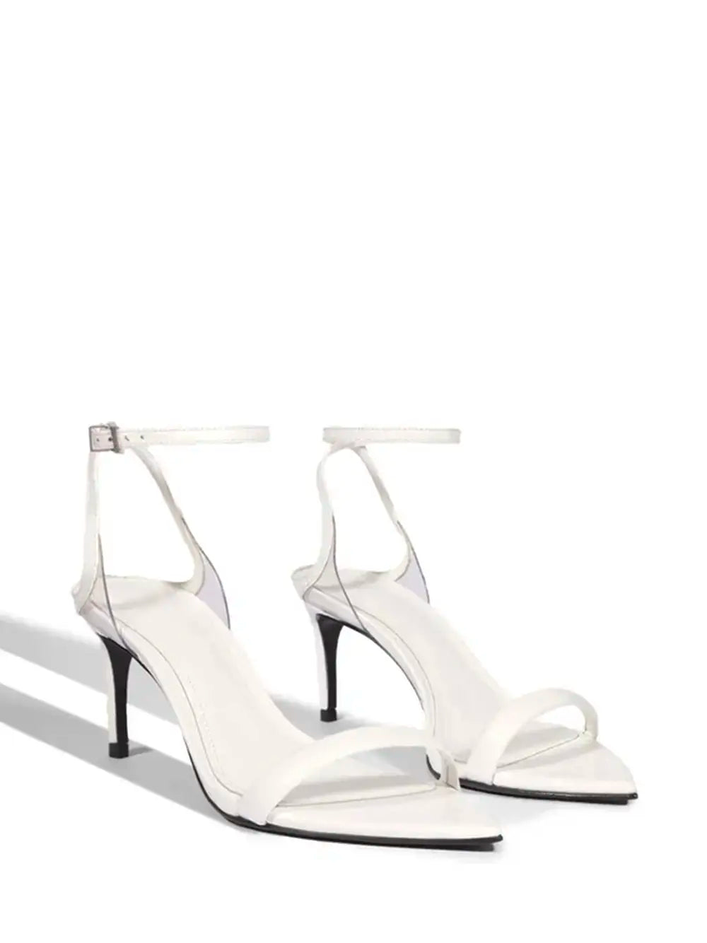Schutz Sandals in White Leather with Vinyl Detail