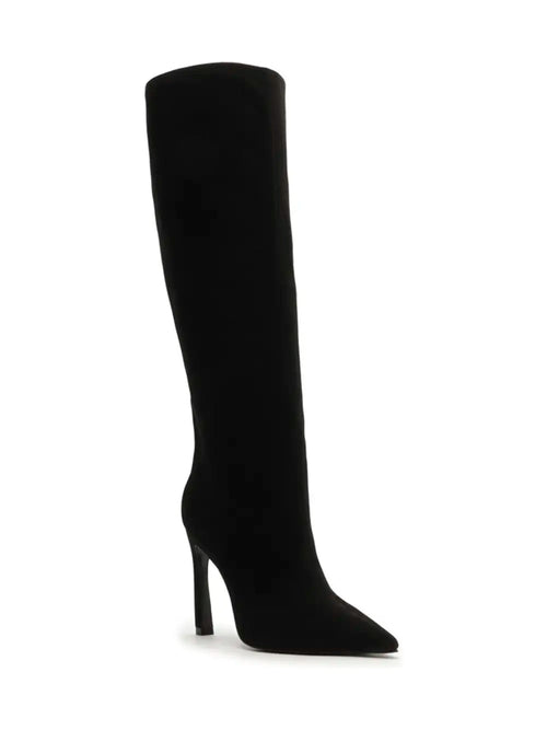 Schutz Black Suede High-Top Boot