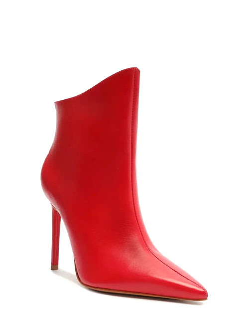 Schutz Red Leather Stiletto Heel Boot