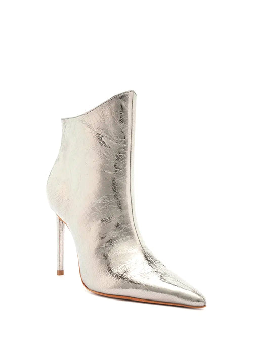Schutz Silver Leather Stiletto Boot
