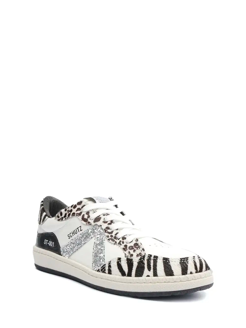 Ténis Schutz em Pele Branca e Animal Print