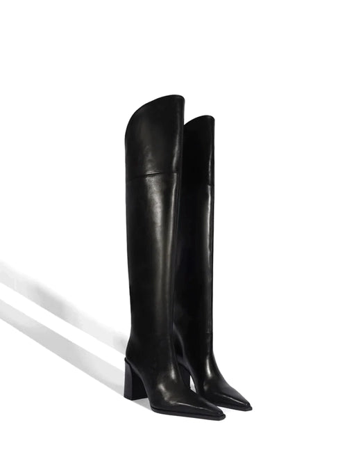 Bota Schutz Preta em Pele e Cano Alto