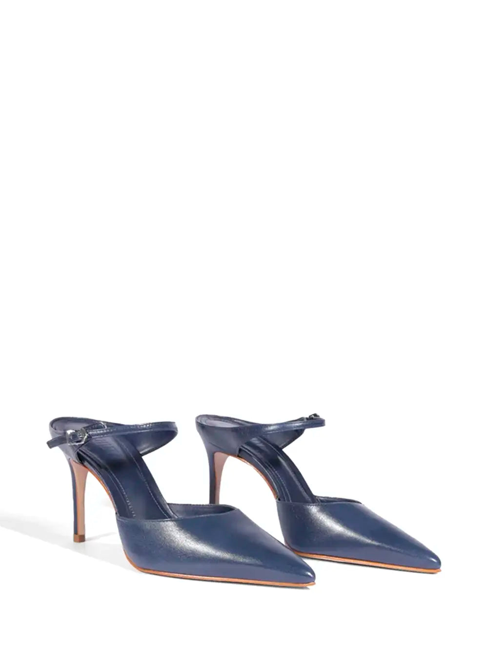 Mule Schutz em Pele Azul Escuro e Tira