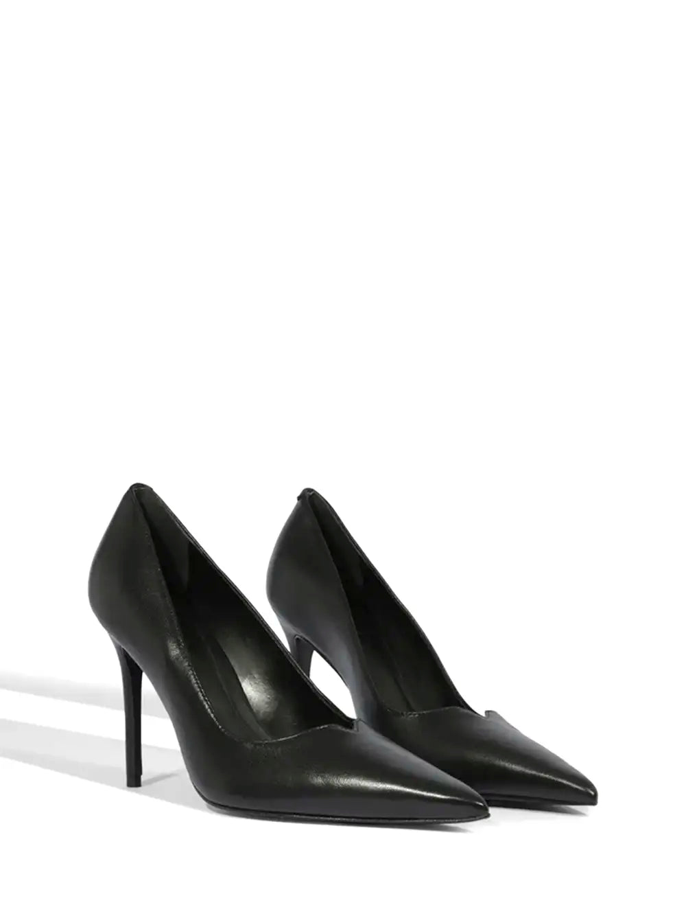 Schutz Black Leather Court Heels with High Heel