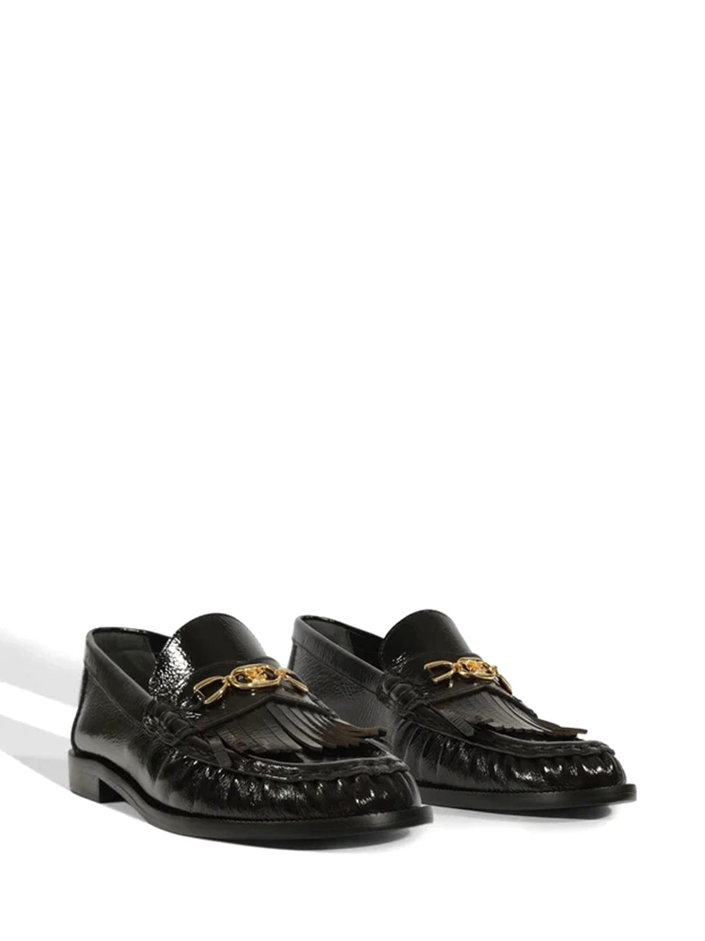 Loafer Schutz Preto em Pele e Metal