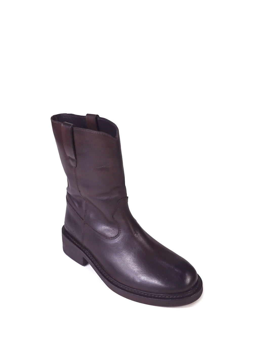 Bota em Pele Castanha e Cano Alto