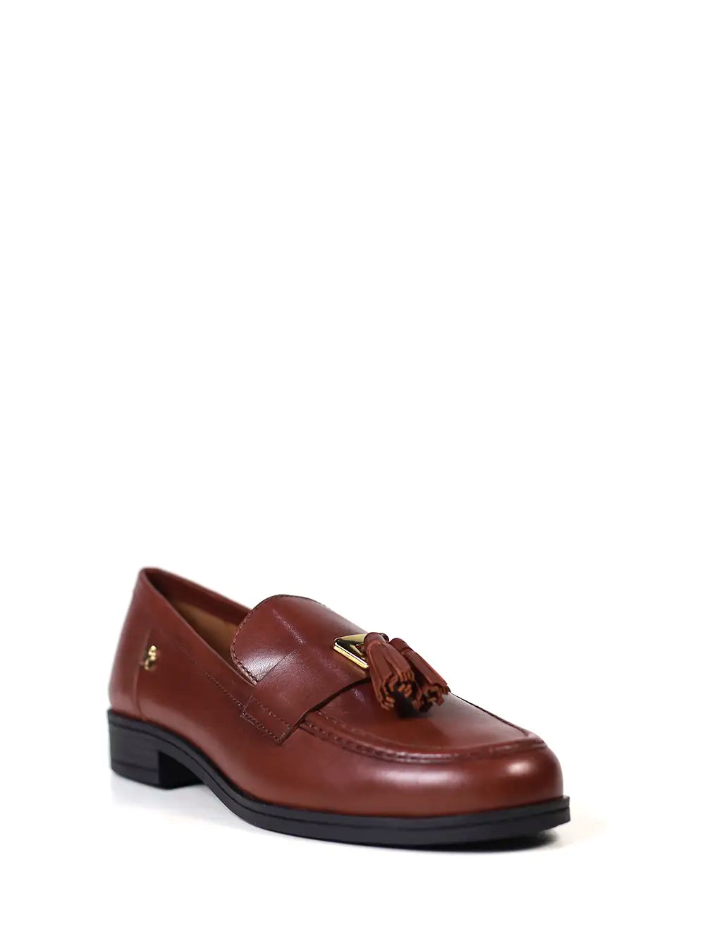 Brown Leather Loafer with Fringe Detail