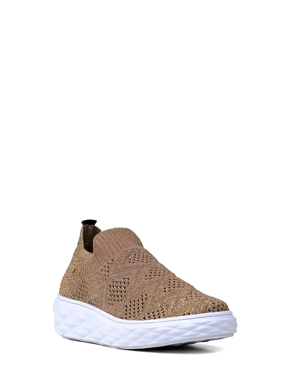 Fabric Sneakers in Beige with Chunky Sole
