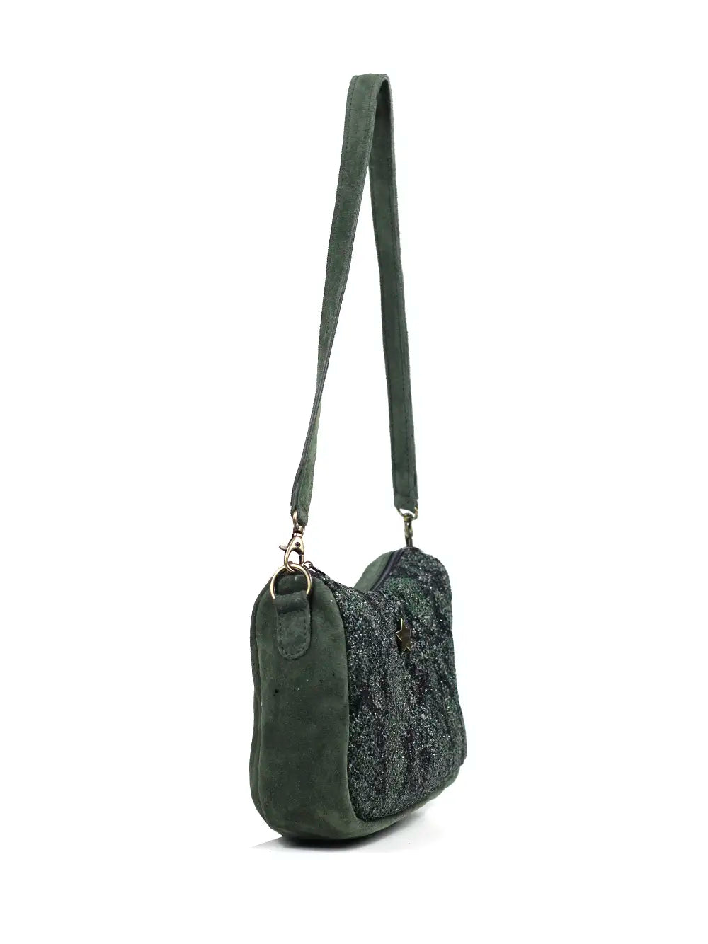 Mala Mini em Camurça Verde e Glitter