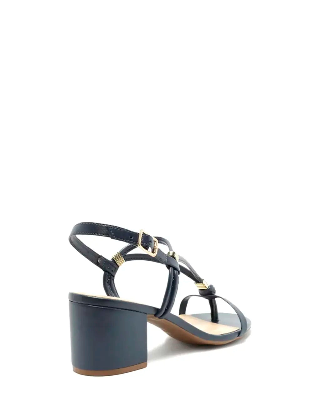 Arezzo Dark Blue Leather Multi-Strap Sandals