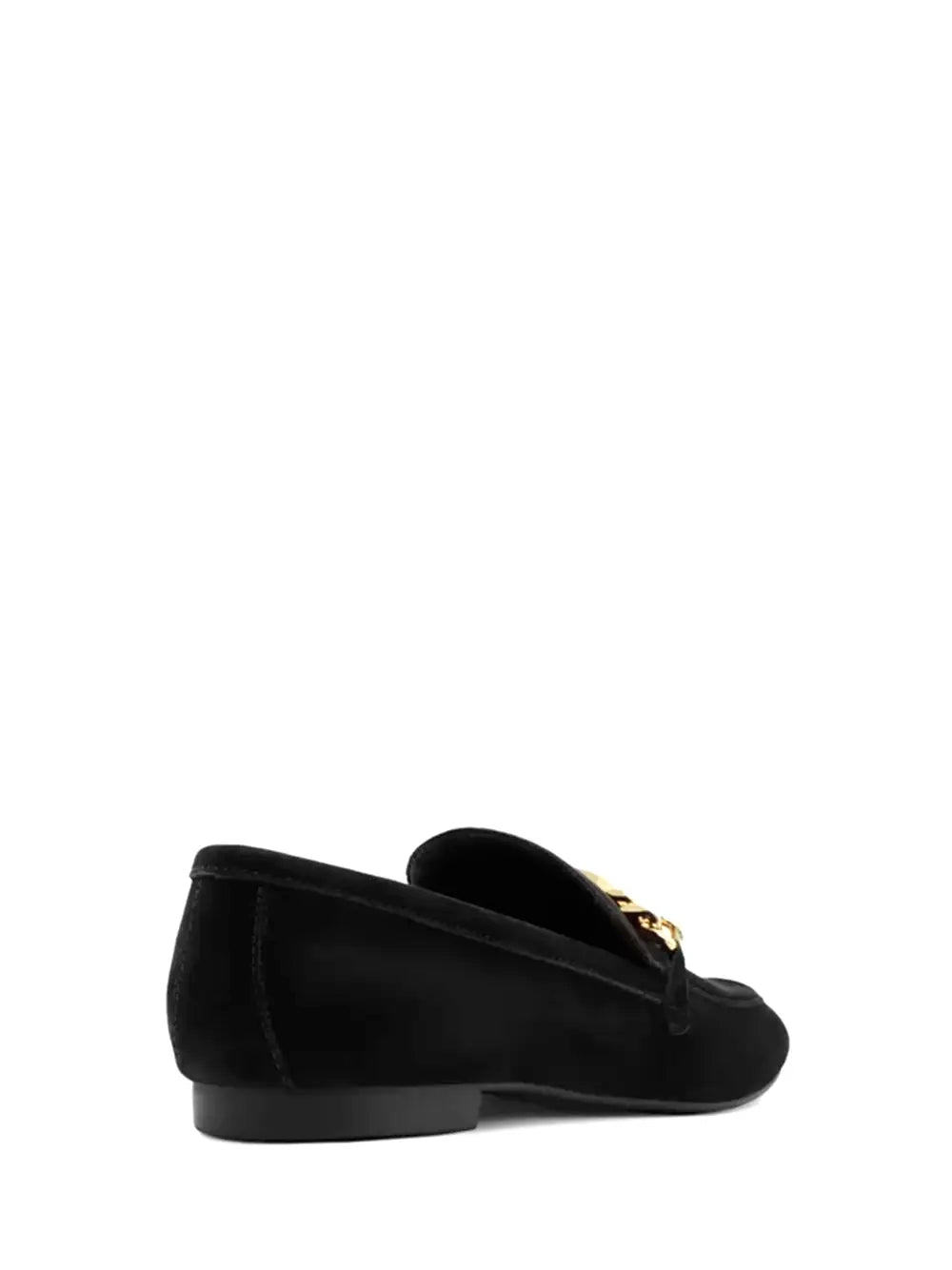 Loafer Arezzo em Camurça Preta e Pormenor em Dourado