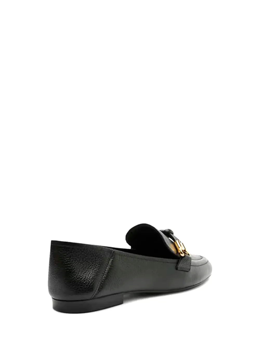 Loafer Preto Arezzo em Pele e Pormenor em Dourado