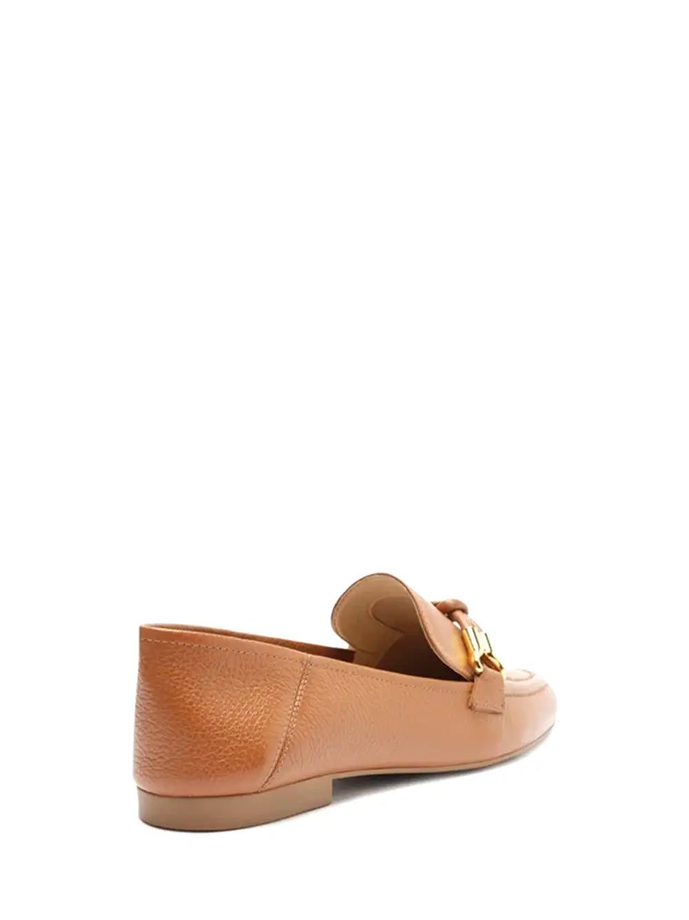 Loafer Arezzo em Pele Castanha e Pormenor em Dourado