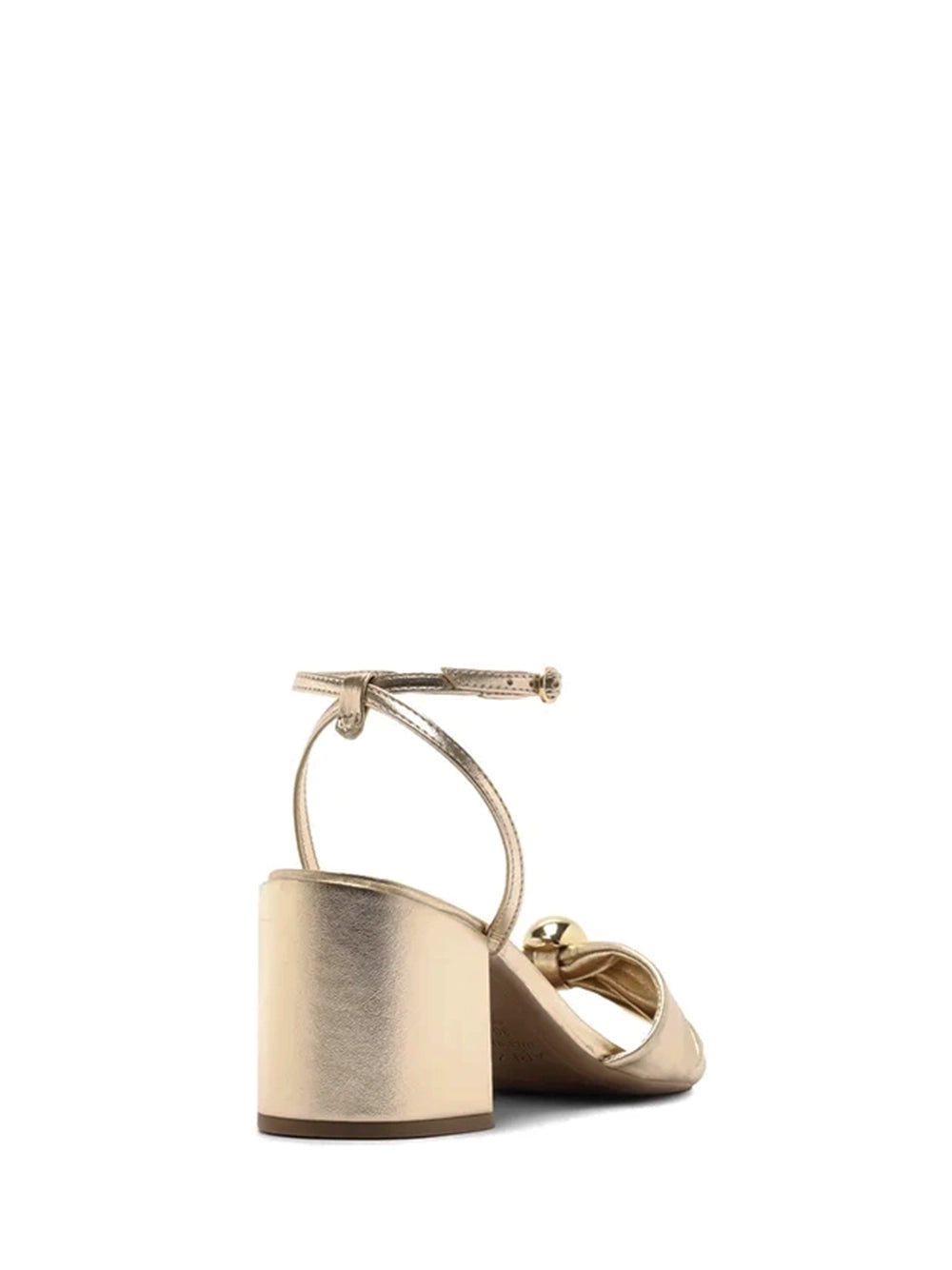 Gold Leather Mid-Heel Sandals