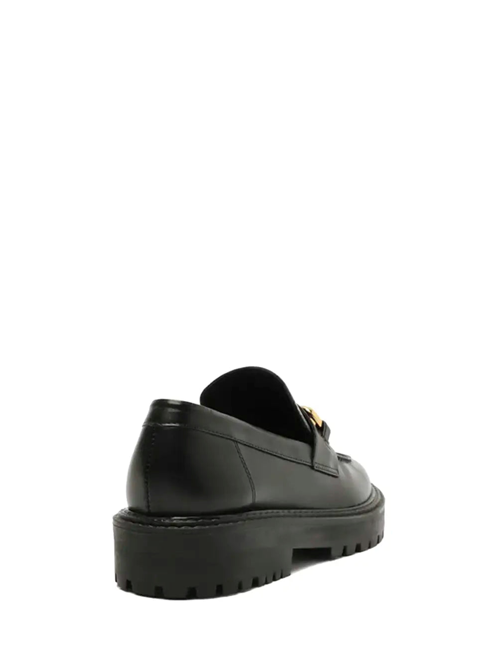 Arezzo Black Leather Loafer with Lug Sole
