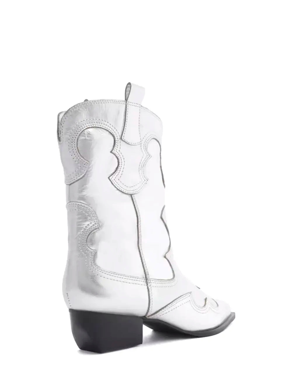 Arezzo Texan Boot in Silver Leather