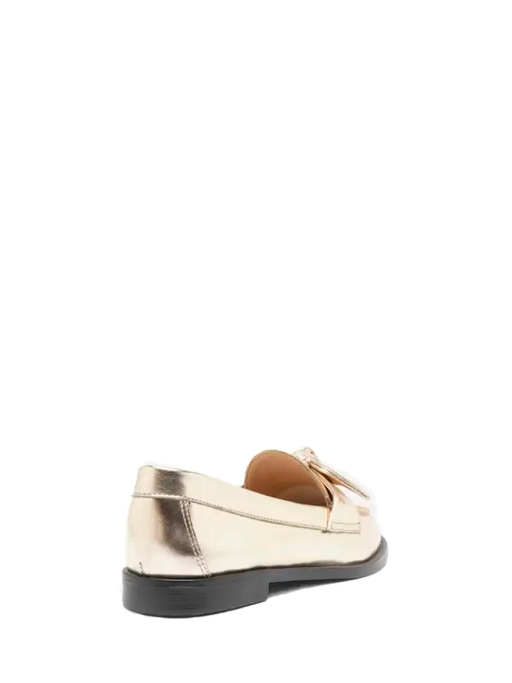 Loafer Arezzo em Pele Dourada e Pormenor de Laço