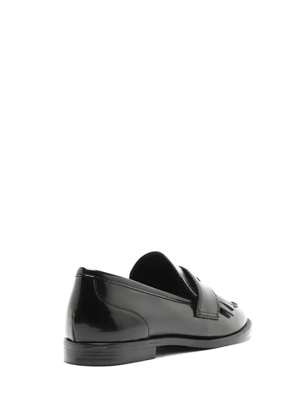 Arezzo Black Leather Loafer with Gold Detail