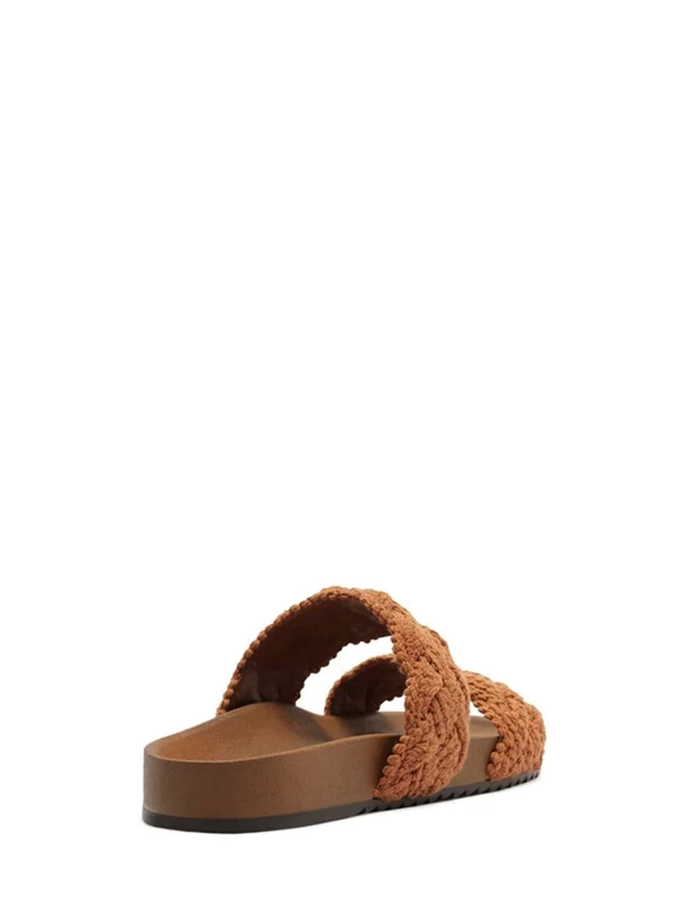 Sandália em Pele Castanha e Tiras Bordadas