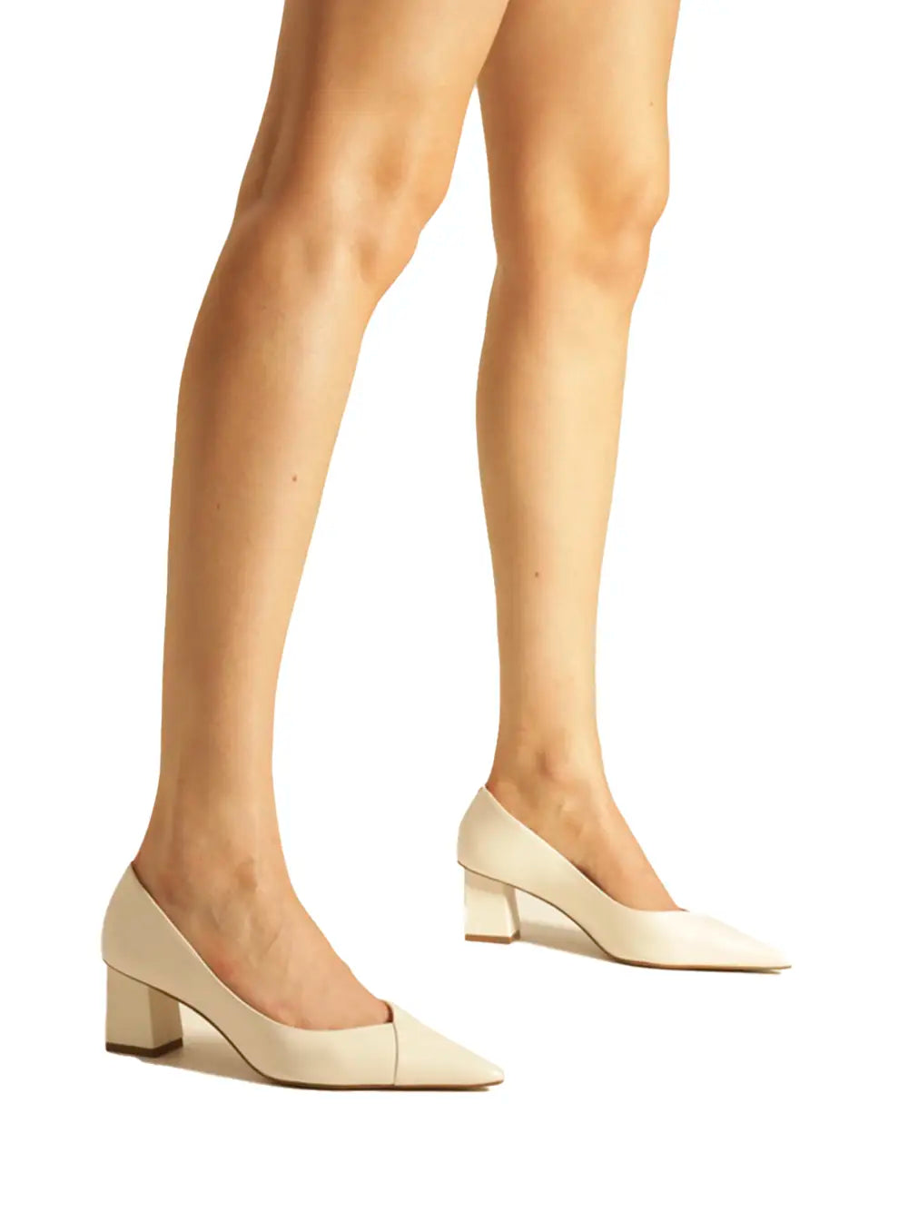 White Leather High Heels