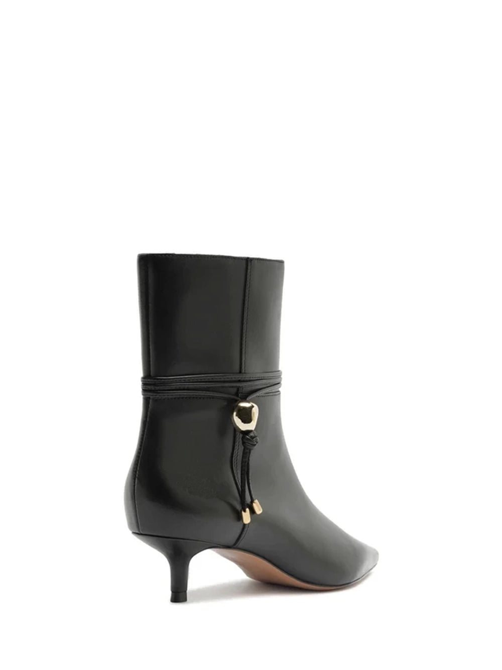 Bota Arezzo Preta em Pele e Salto Kitten