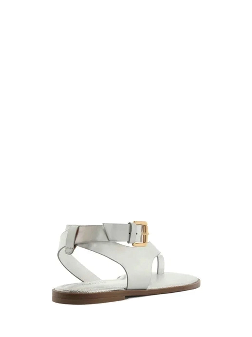 Silver Leather Sandal with Strap