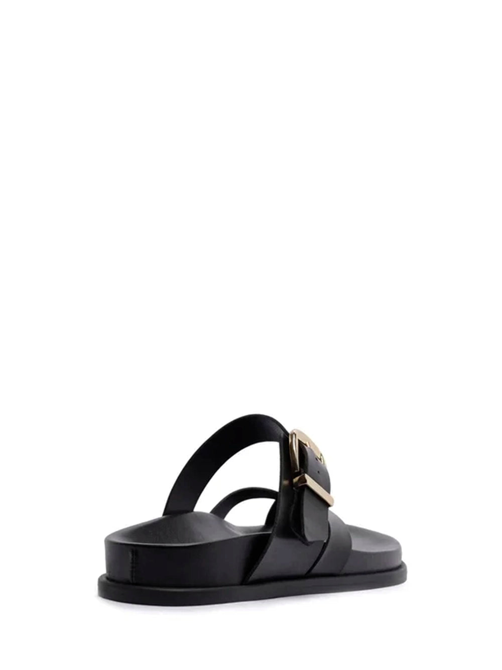 Black Leather Crossed Straps Sandals