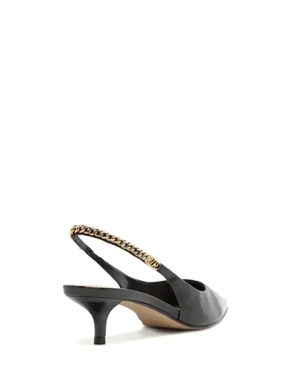 Black Arezzo Leather and Chain Pumps