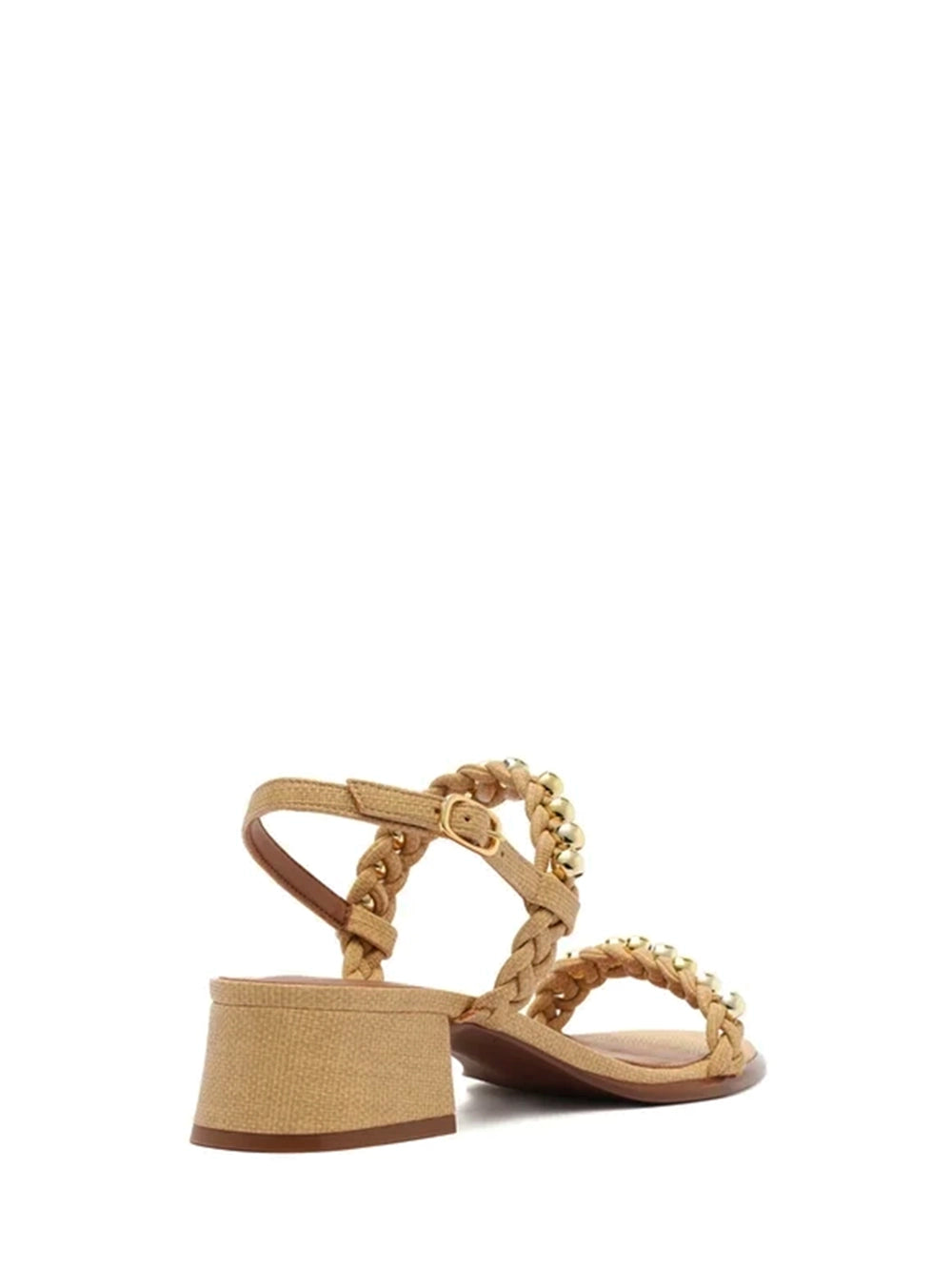 Beige Raffia Sandal Metallic Spheres