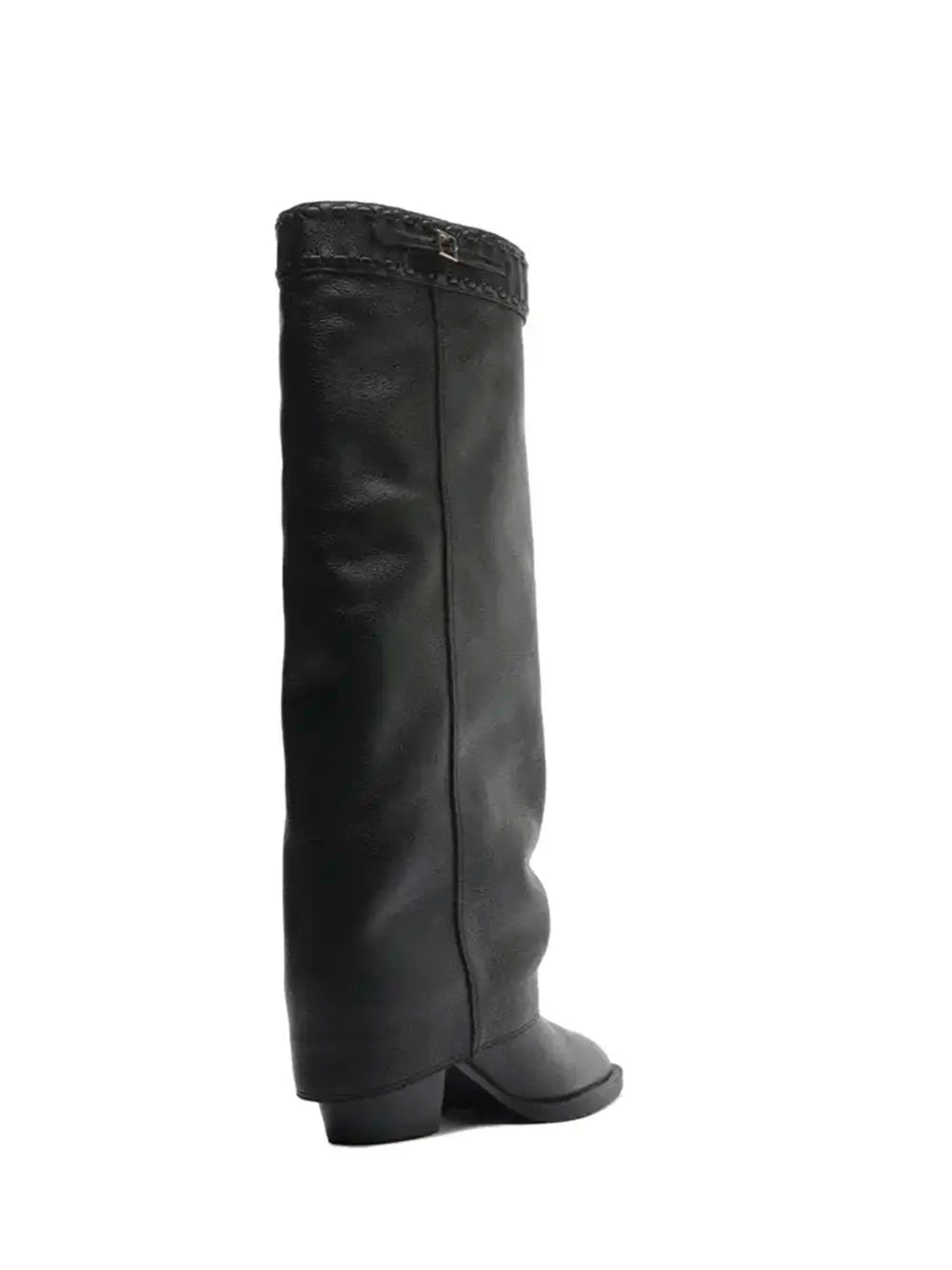 Black Leather High-Shaft Boot