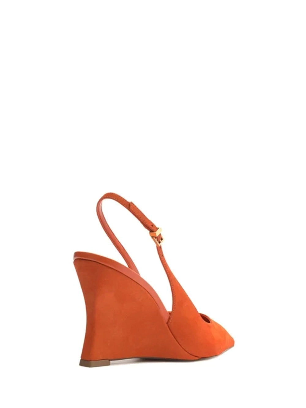 Orange Suede Wedge Pumps