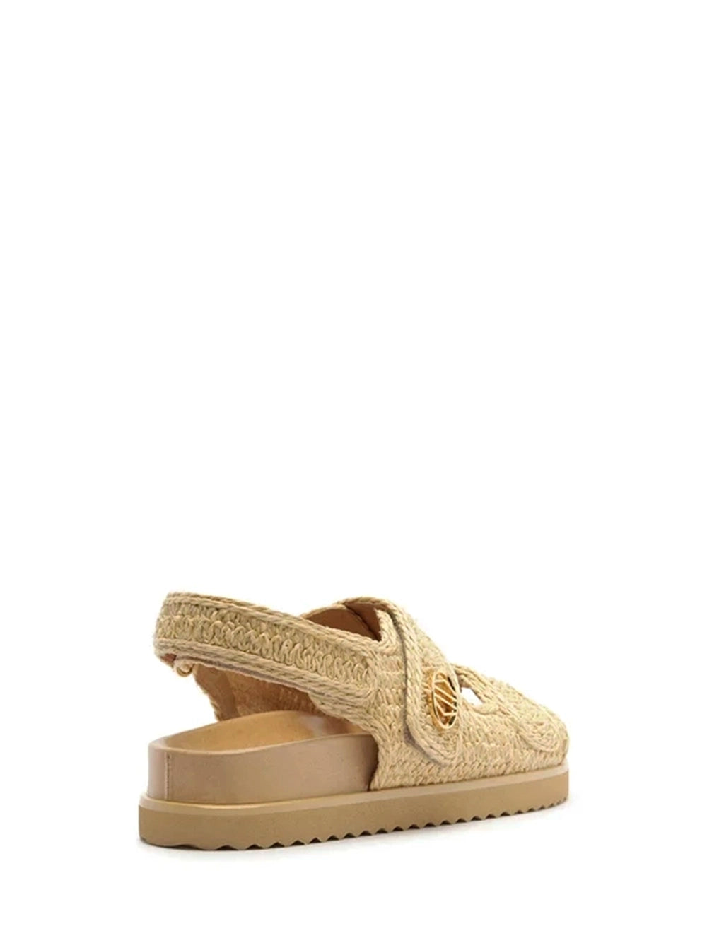Sandália Beige Bordada Tratorada