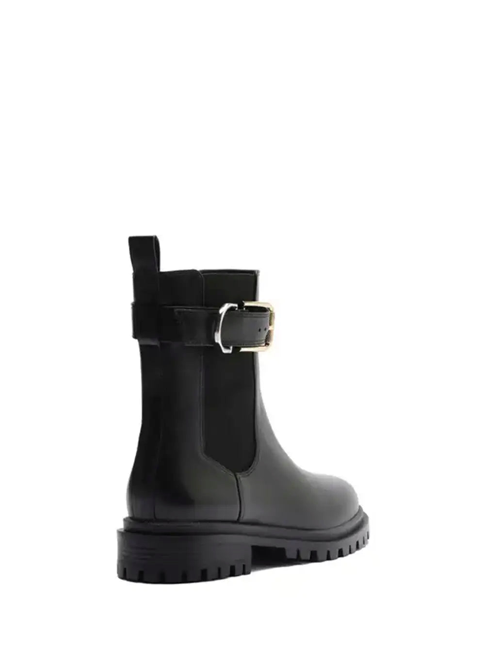 Black Leather Boot with Buckle