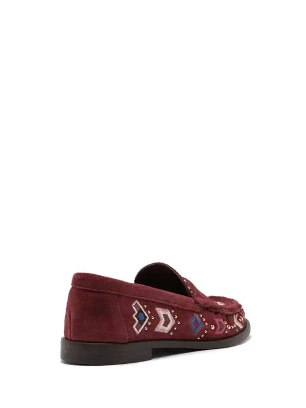 Loafer em Camurça Bordeaux e Bordado