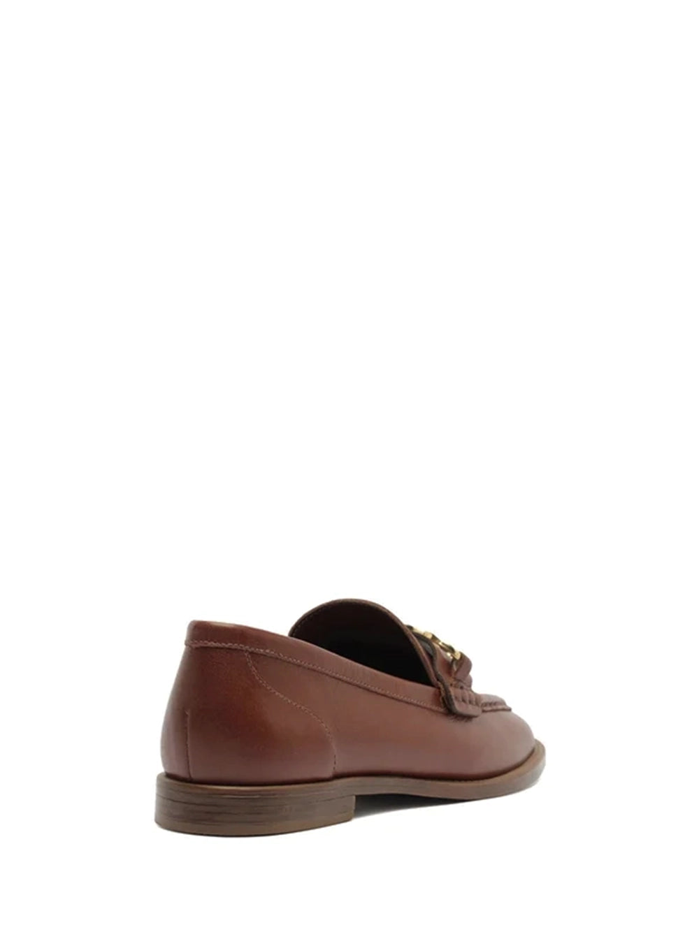 Loafer Arezzo em Pele Castanha e Metal