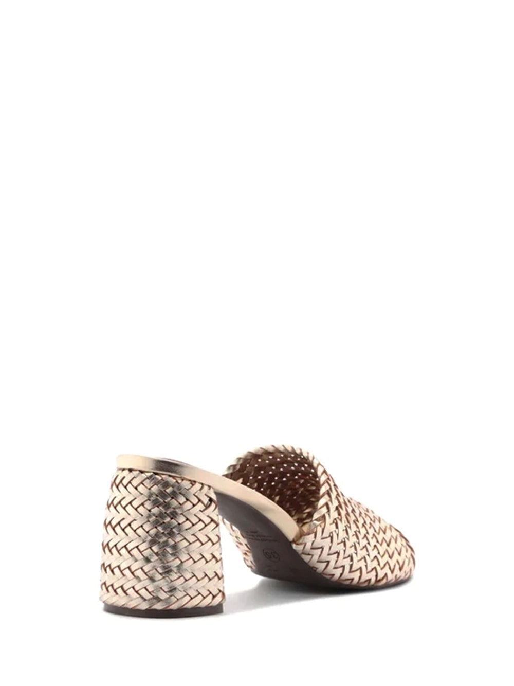 Gold Braided Block Heel Single Strap Sandal