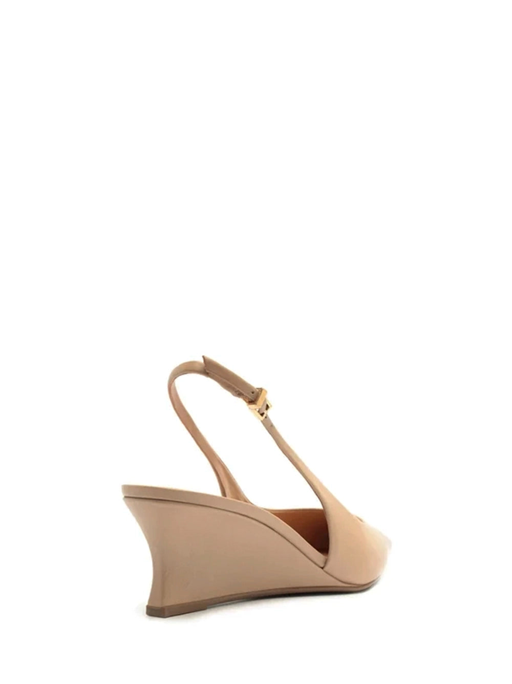 Scarpin em Pele Beige e Salto Baixo Anabela