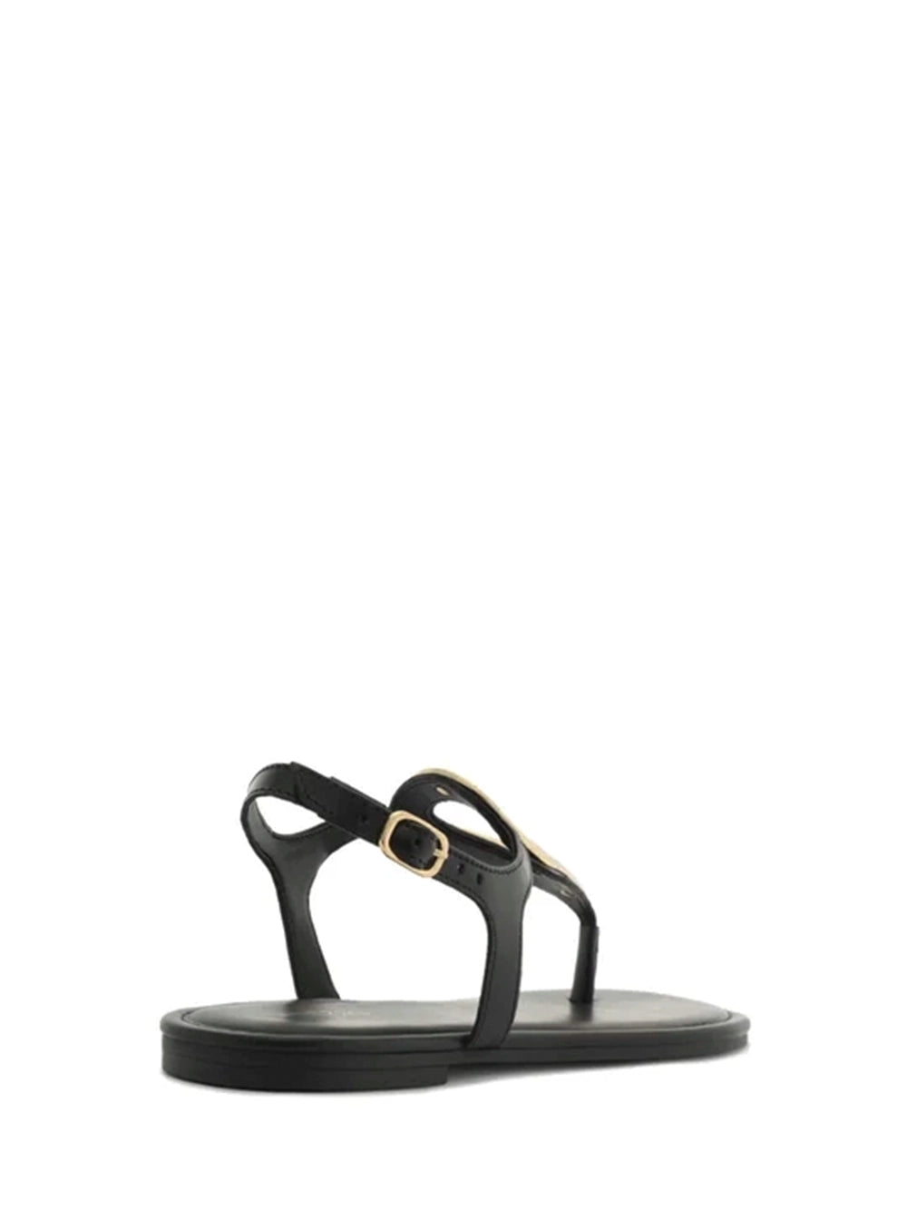 Black Leather and Metal Textured Sandals