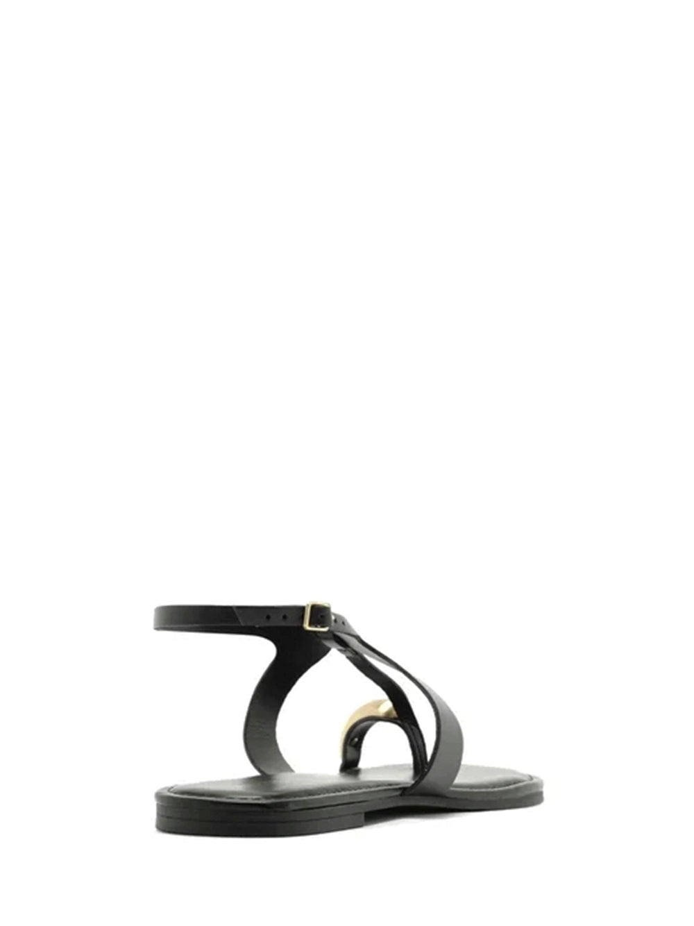Black Leather and Metal Sandal