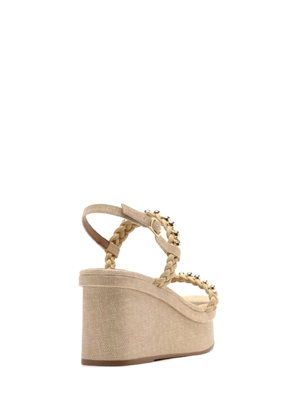 Beige Raffia Platform Sandals