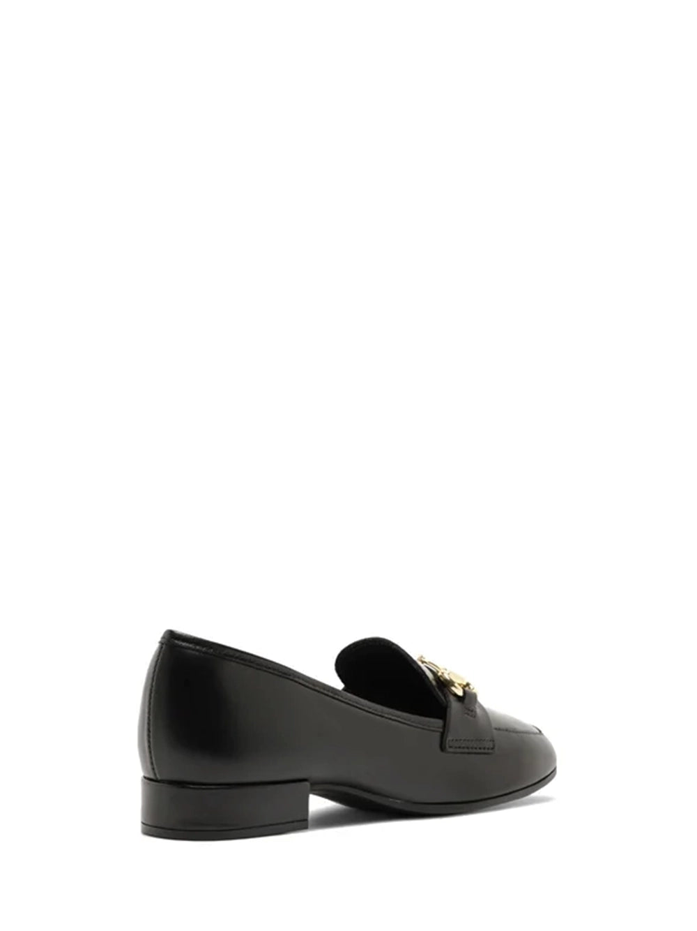 Loafer Arezzo Preto em Pele e Metal