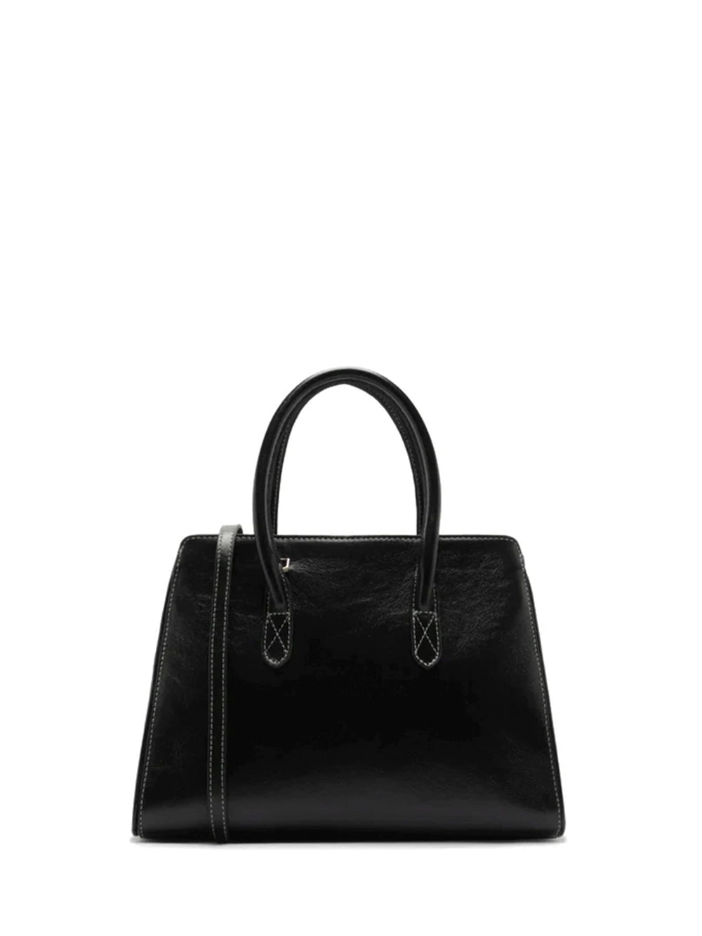 Mala Tote Midi Preta em Pele