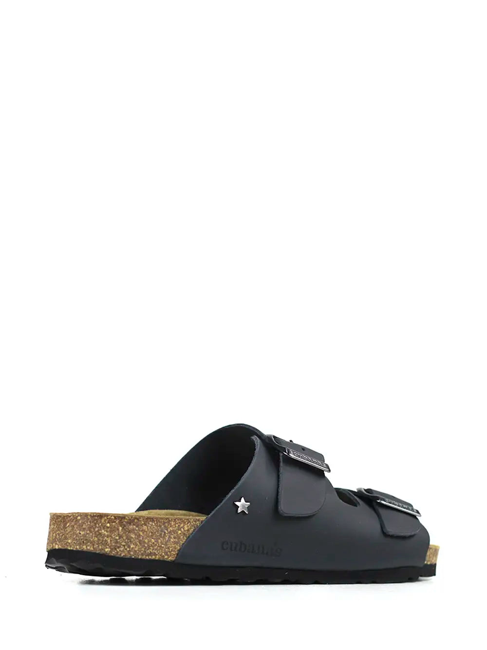 Men's Dark Blue Leather Two-Strap Sandals