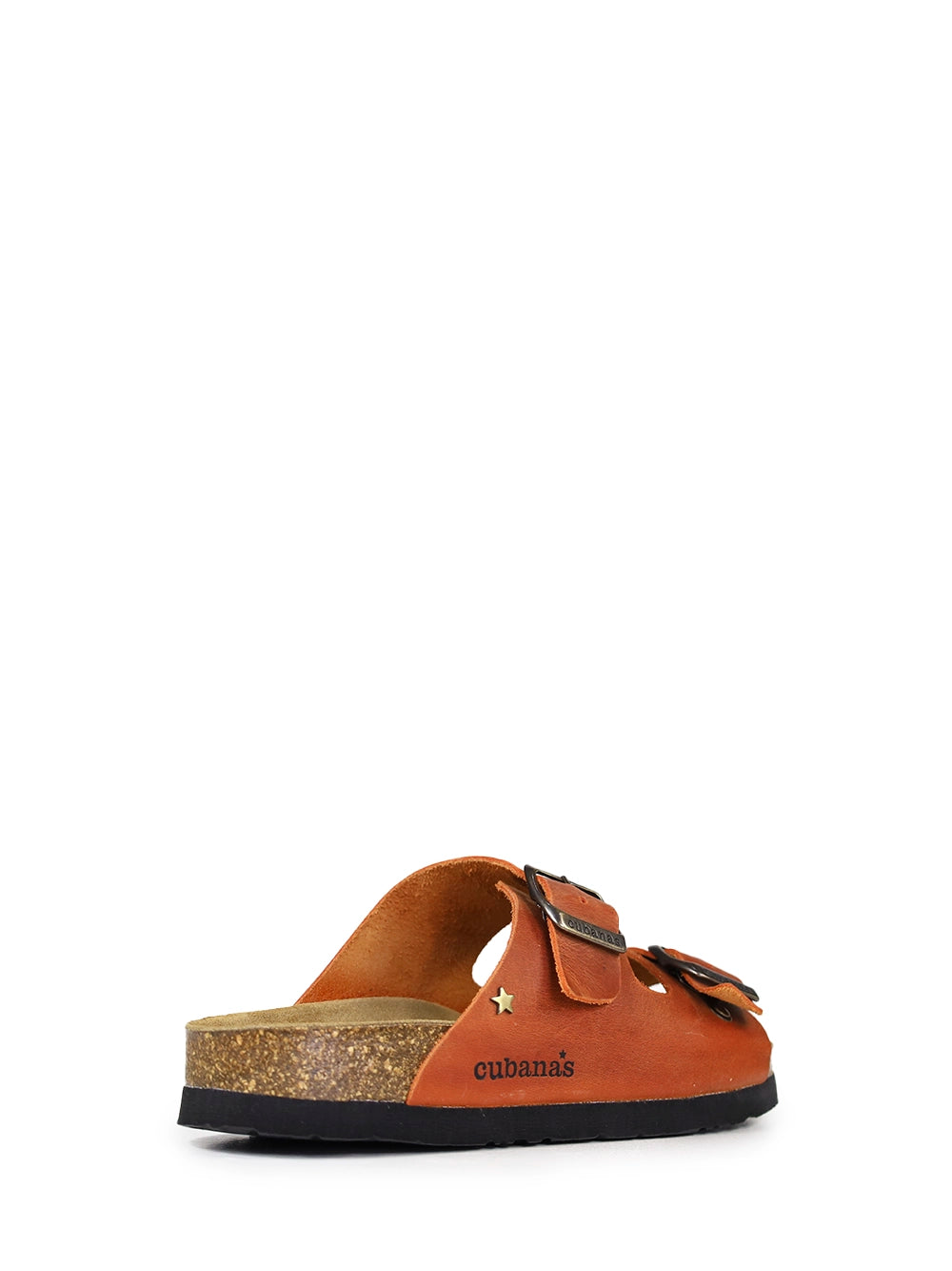 Orange Leather Amália Sandals with Two Straps