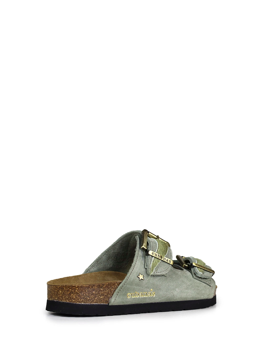 Amália Green Suede and Fur Sandals